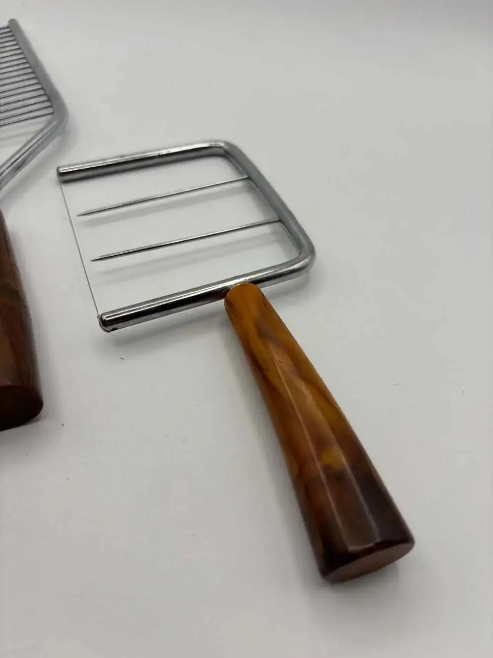 Vintage Schneider Toledo Angel Food Cake Breaker and Slicer Set with Faux Tortoi